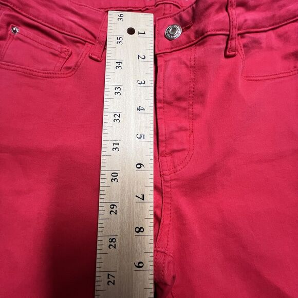 Kensie Jeans Women's Size 2/26 Red Mid-Rise Raw Hem Skinny Bold Ankle Crop - Picture 7 of 8